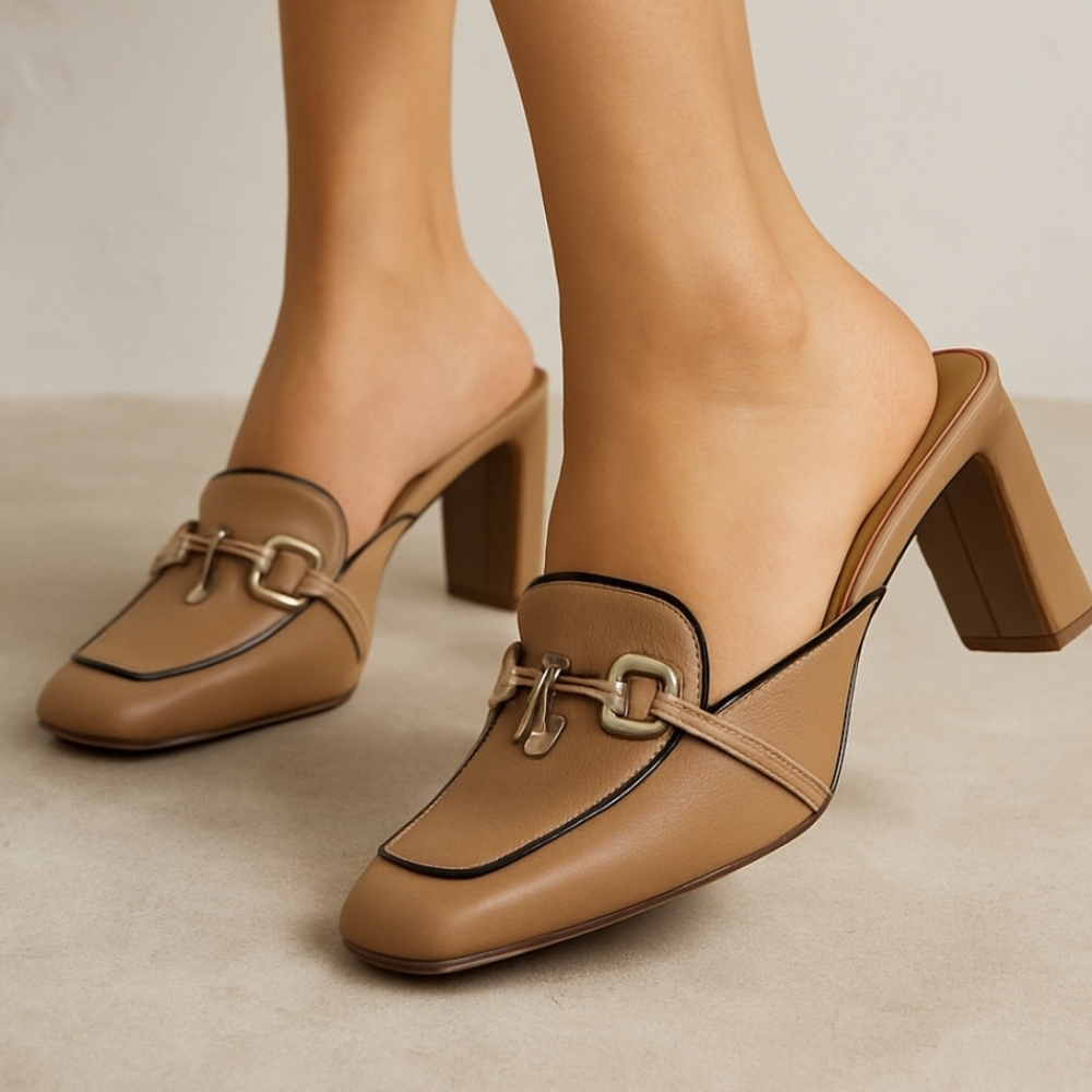 Via Spiga Italian Crafted Skyra Heeled Mules Size 8 Genuine Leather